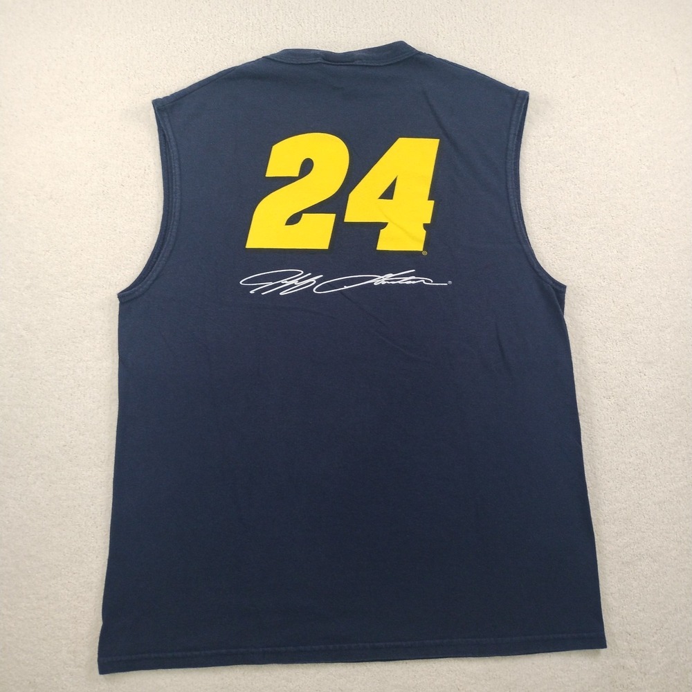 Vtg 90's Jeff Gordon NASCAR Sleeveless Shirt Men's L Blue Tank Top 2Sided Racing - Picture 2 of 9